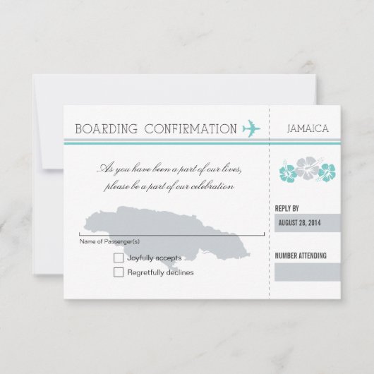 Carte d'embarquement RSVP POUR LA JAMAÏQUE (Devant)