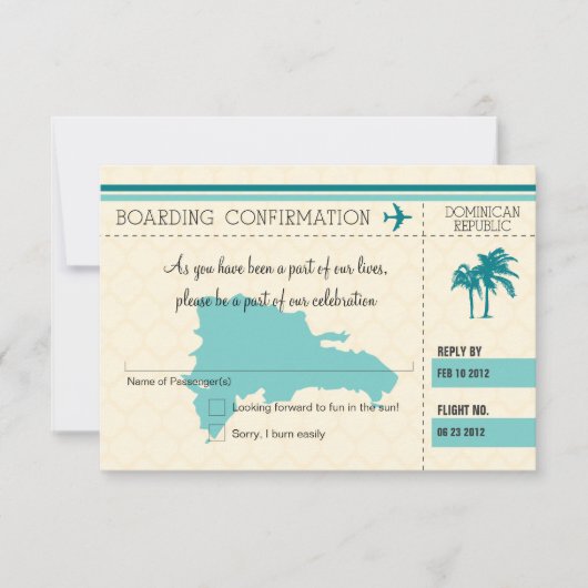 Carte d'embarquement RSVP pour la République domin (Devant)