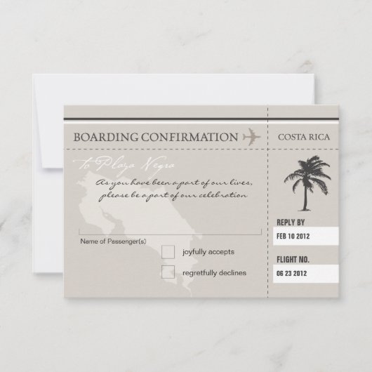 Carte d'embarquement RSVP POUR LE COSTA RICA (Devant)