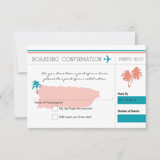 Carte d'embarquement RSVP pour Porto Rico (Devant)
