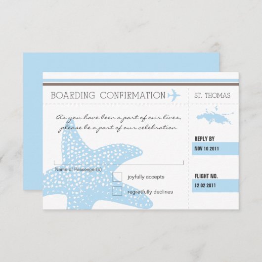 Carte d'embarquement RSVP pour ST. THOMAS (Devant / Derrière)