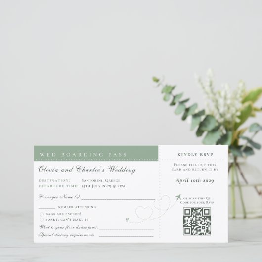 Carte d'embarquement Sage Qr Code Mariage Destinat (Debout devant)
