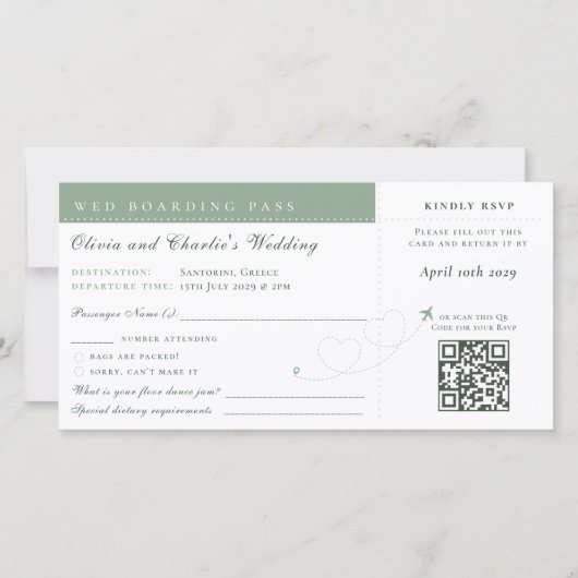 Carte d'embarquement Sage Qr Code Mariage Destinat (Devant)