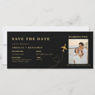 Carte d'embarquement Save the Date Mariage de De