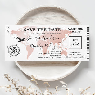 Carte d'embarquement Save the Date Rose Gold Invit