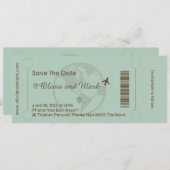 Carte d'embarquement Save the Date – Sage & Beige (Devant / Derrière)