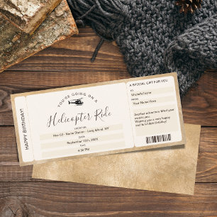 Carte d'embarquement surprise Billets et hélicoptè