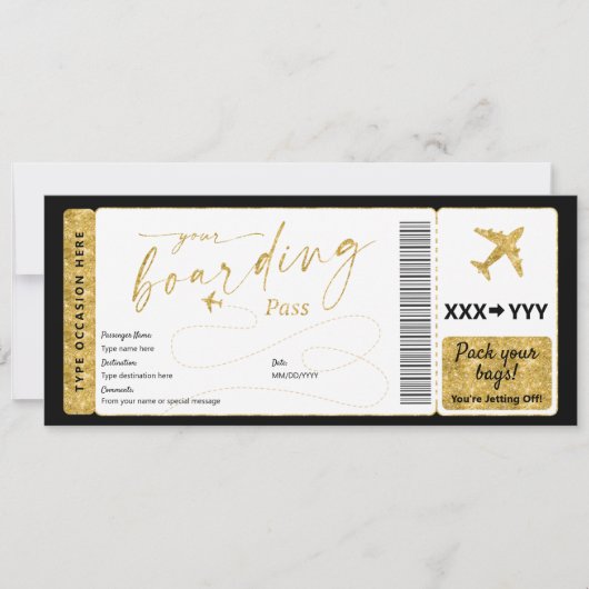 Carte d'embarquement Surprise faux billet d'avion (Devant)