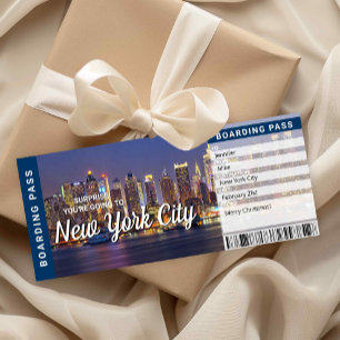 Carte d'embarquement surprise pour un voyage à New