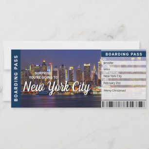 Carte d'embarquement surprise pour un voyage à New