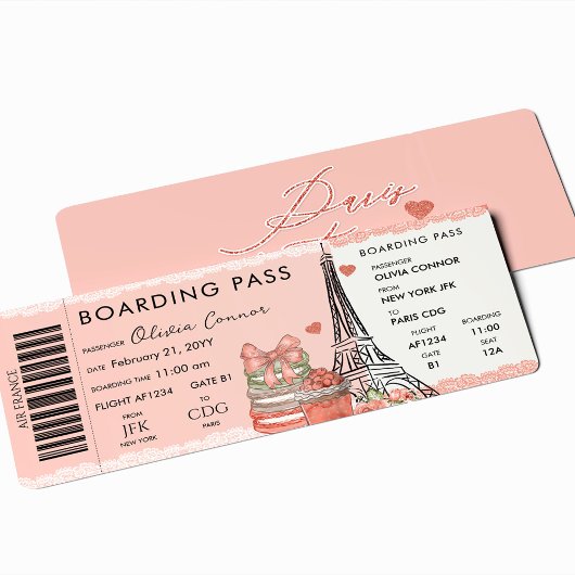 Carte d'embarquement surprise pour vacances à Pari