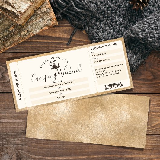 Carte d'embarquement surprise Ticket Camping Week-