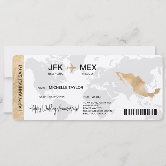 Carte d'embarquement Surprise Trip Ticket Mexique (Devant)