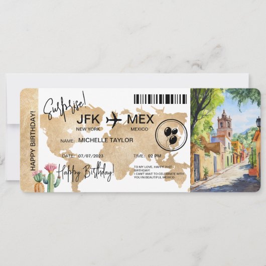 Carte d'embarquement Surprise Voyage Ticket Mexiqu (Devant)