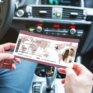 Carte d'embarquement Ticket de mariage bordeaux fo
