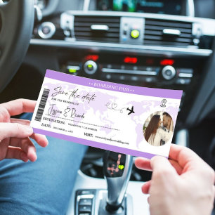 Carte d'embarquement Ticket de mariage Lavande 