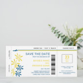 Carte d'embarquement tropical Enregistrer la date (Debout devant)