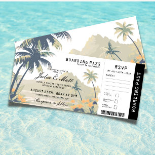 Carte d'embarquement Tropicale Billet de Mariage s