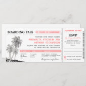 carte d'embarquement tropicale billets mariage ave (Devant / Derrière)