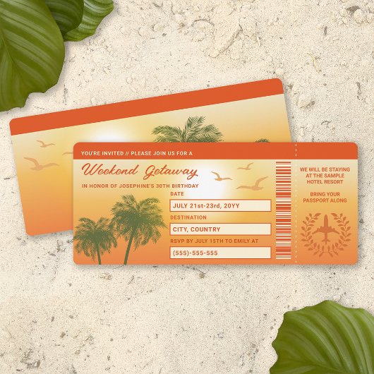 Carte d'embarquement Tropicale Getaway Faux Boardi