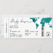 Carte d'embarquement turquoise Baby shower de voya (Devant)