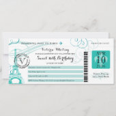 Carte d'embarquement turquoise pour l'anniversaire (Devant)