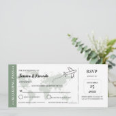 Carte d'embarquement verte mariage RSVP (Debout devant)