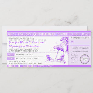 carte d'embarquement violet billets invitations ma