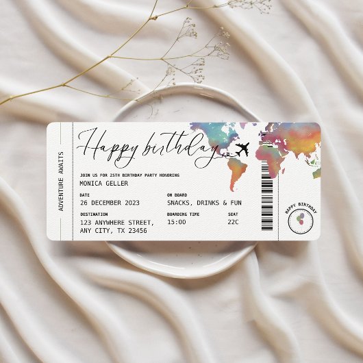 Carte d'embarquement Voyage Thème Adulte Anniversa