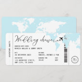 Carte d'embarquement Voyage Wedding shower bleu (Devant / Derrière)