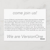 Carte d'embauche VersionOne (Dos)