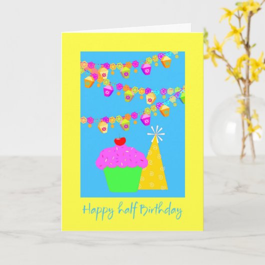 Carte demi-anniversaire (Fleur jaune)