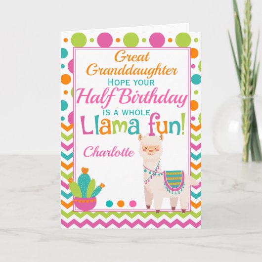 Carte Demi-anniversaire Cute Llama 6 mois (Devant)