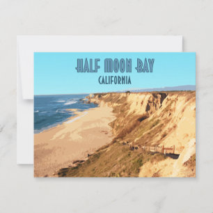 Carte Demi Moon Bay California Vintage Flat Card
