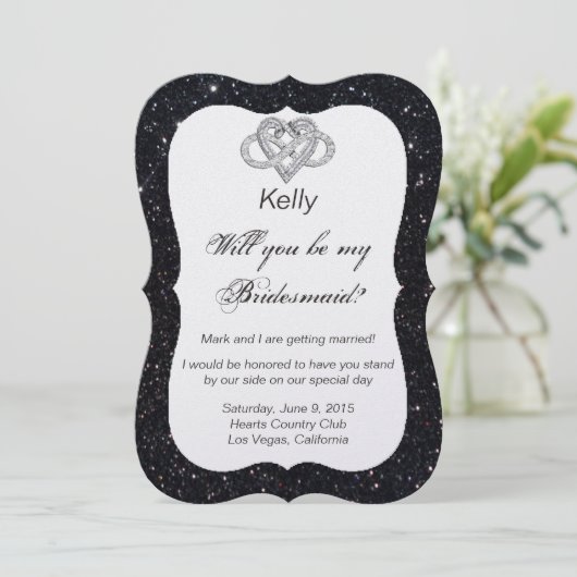 Carte Demoiselle d'Honneur Cœur Infini Pailleté No (Debout devant)