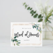 carte demoiselle d'honneur de verdure dorée (Debout devant)