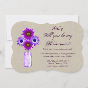Carte demoiselle d'honneur en pot Mason Violet Rus