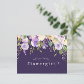 carte demoiselle d'honneur fleurs violettes (Debout devant)