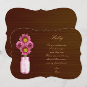 Carte Demoiselle d'Honneur Jar Mason Rose Rustique (Devant / Derrière)