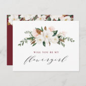 carte demoiselle d'honneur magnolia bordeaux (Devant / Derrière)