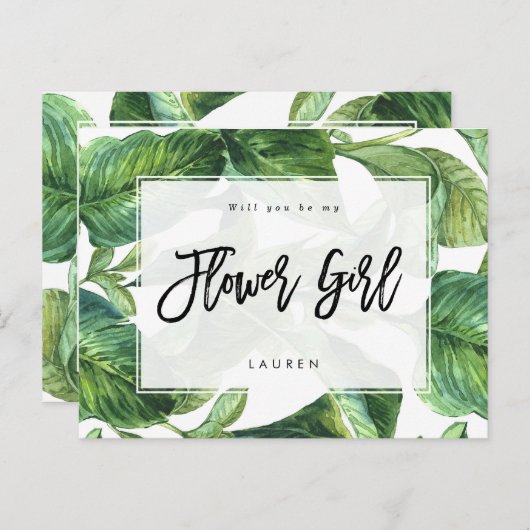 carte demoiselle d'honneur palmier tropical (Devant / Derrière)