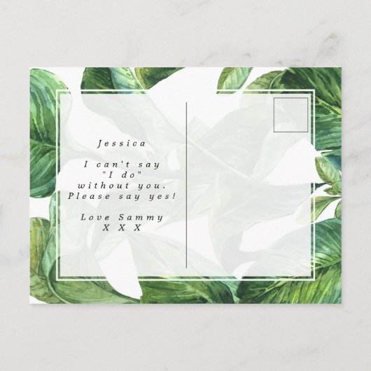 carte demoiselle d'honneur palmier tropical (Dos)