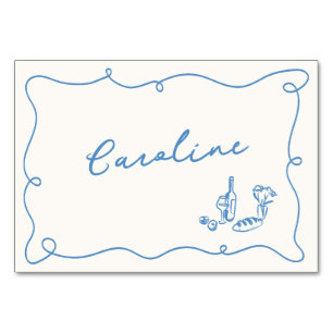 Carte d'emplacement bleu clair à main blanche