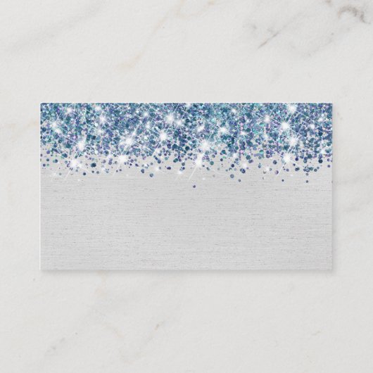 Carte d'emplacement chic Glittery Blue Silver (Dos)