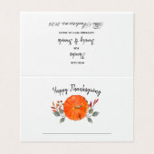 Carte d'emplacement de Thanksgiving Citrouille Aqu (Outside Unfolded)