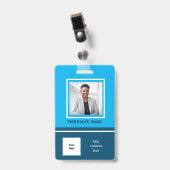 Carte d'employé de badge d'employé de photo bleu m (Front with Clip)