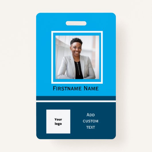 Carte d'employé de badge d'employé de photo bleu m (Devant)
