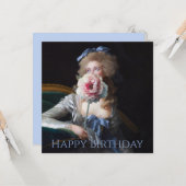 Carte Demure avec Pink Peony Joyeux anniversaire (Devant/Arrière en situation)