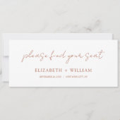 Carte d'en-tête de table de Mariage de script déta (Devant)