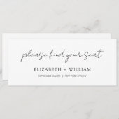 Carte d'en-tête de table de Mariage de script déta (Devant / Derrière)